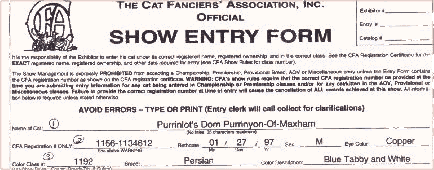 cat show entry form